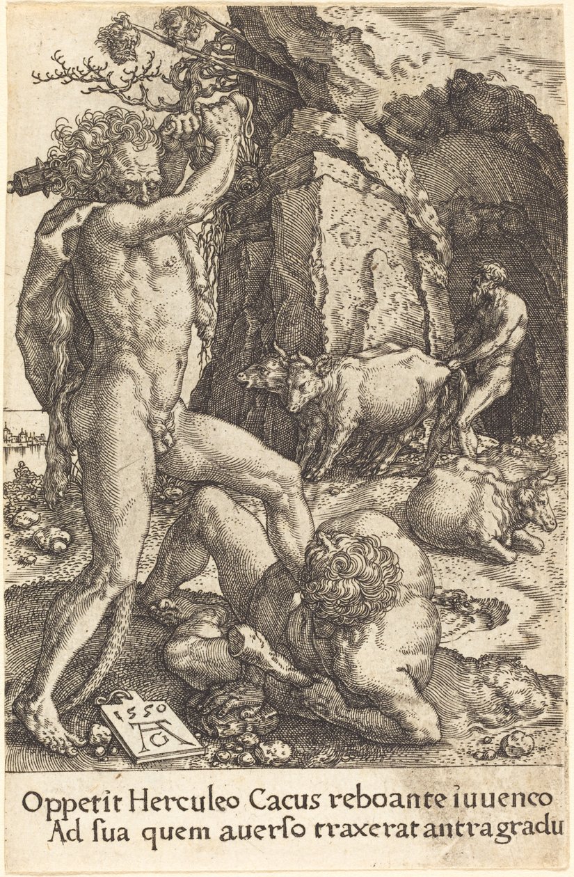 Hercules Doodt Cacus door Heinrich Aldegrever