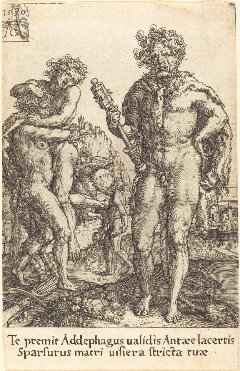 Hercules en Antaeus door Heinrich Aldegrever