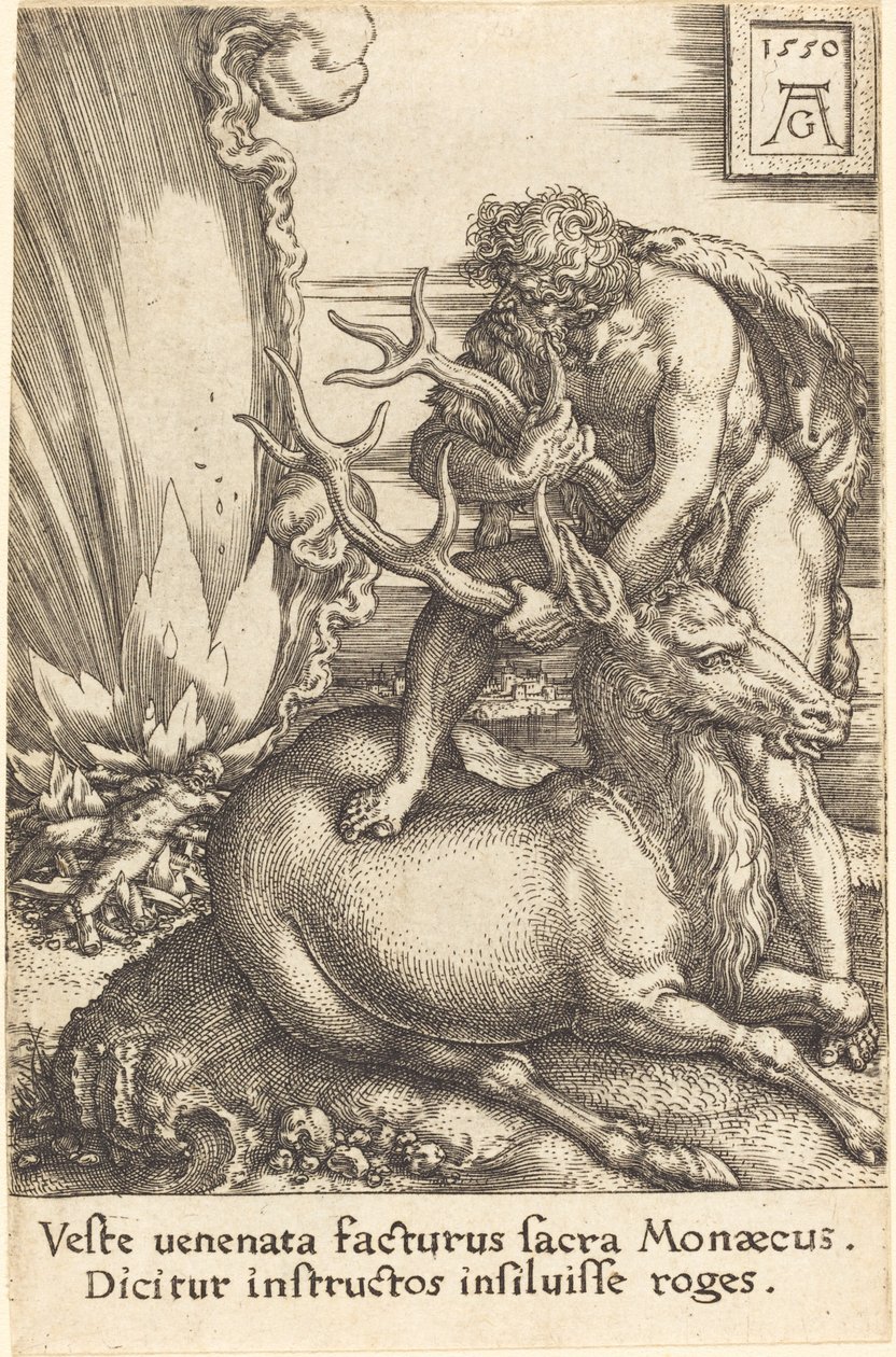 Hercules en de Hinde, 1550 door Heinrich Aldegrever