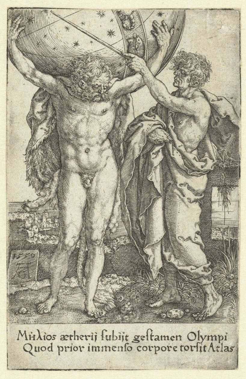 Hercules en Atlas door Heinrich Aldegrever