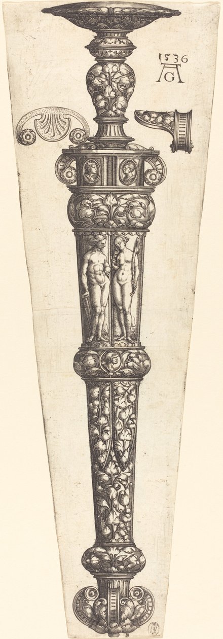 Grote Dolkschede met Naakt Koppel door Heinrich Aldegrever