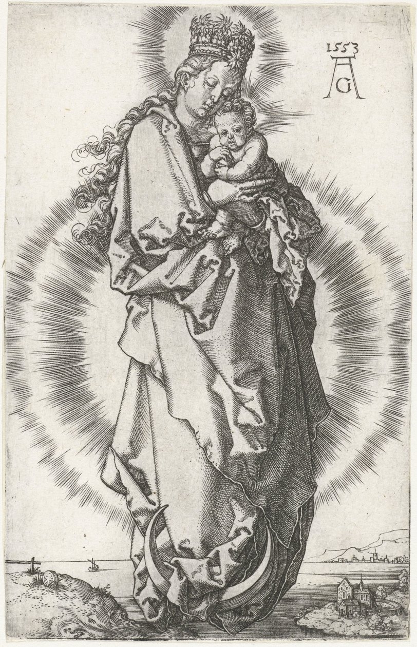 Madonna met kind op de maansikkel door Heinrich Aldegrever
