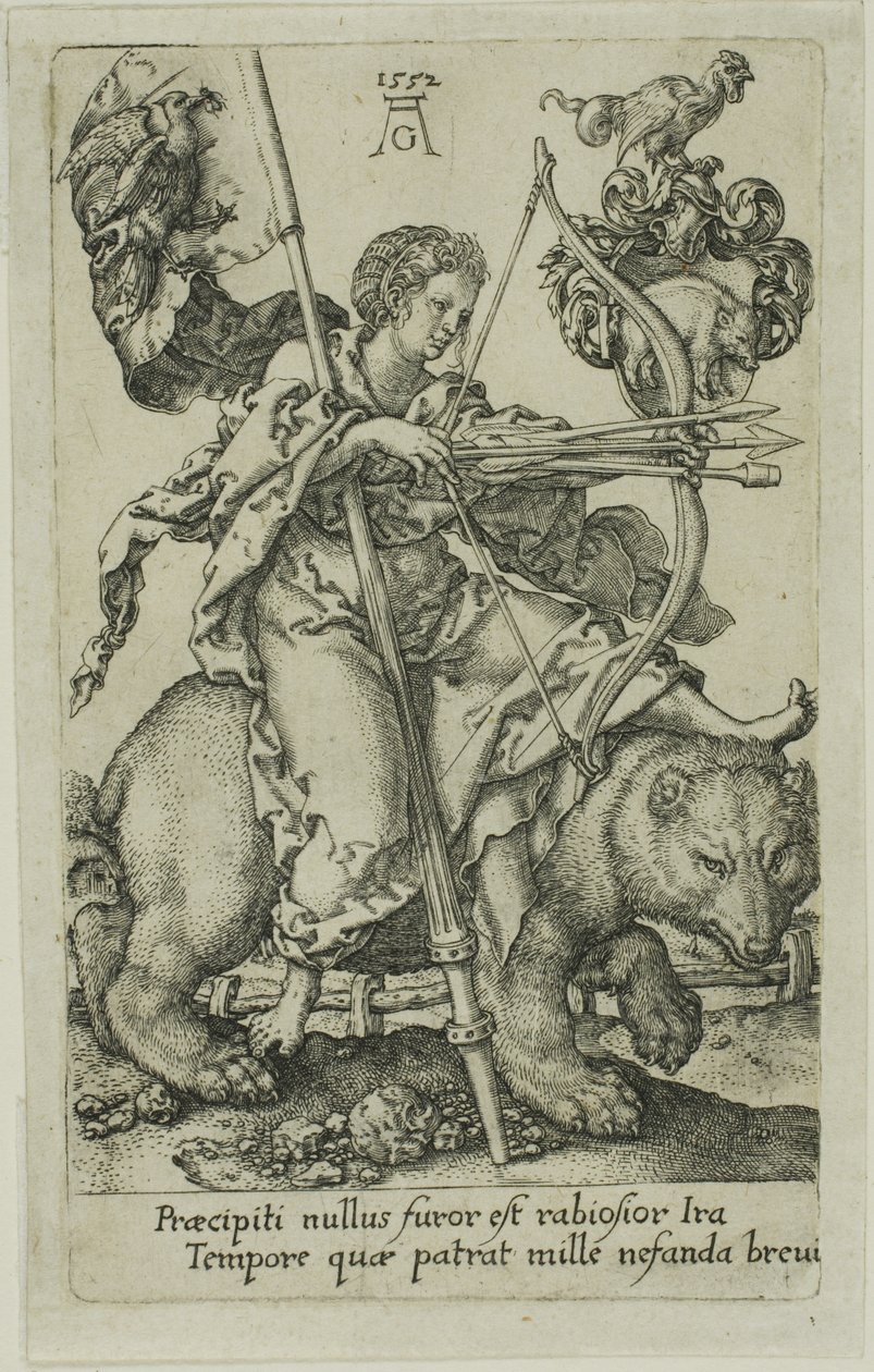 Woede, uit de Ondeugden door Heinrich Aldegrever