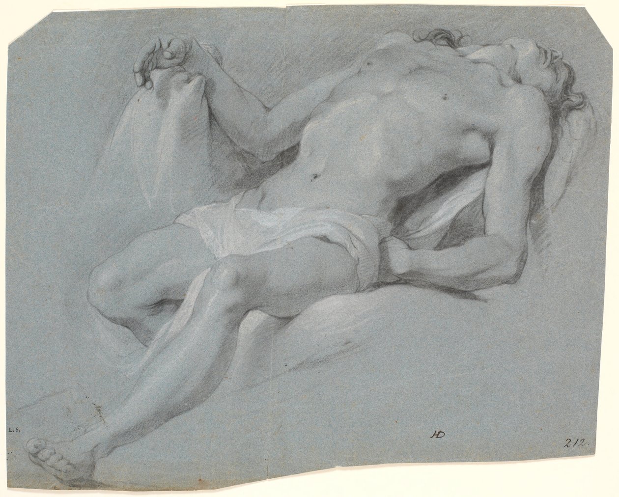 Liggende mannelijk model; studie voor Pietà? door Heinrich Dittmers