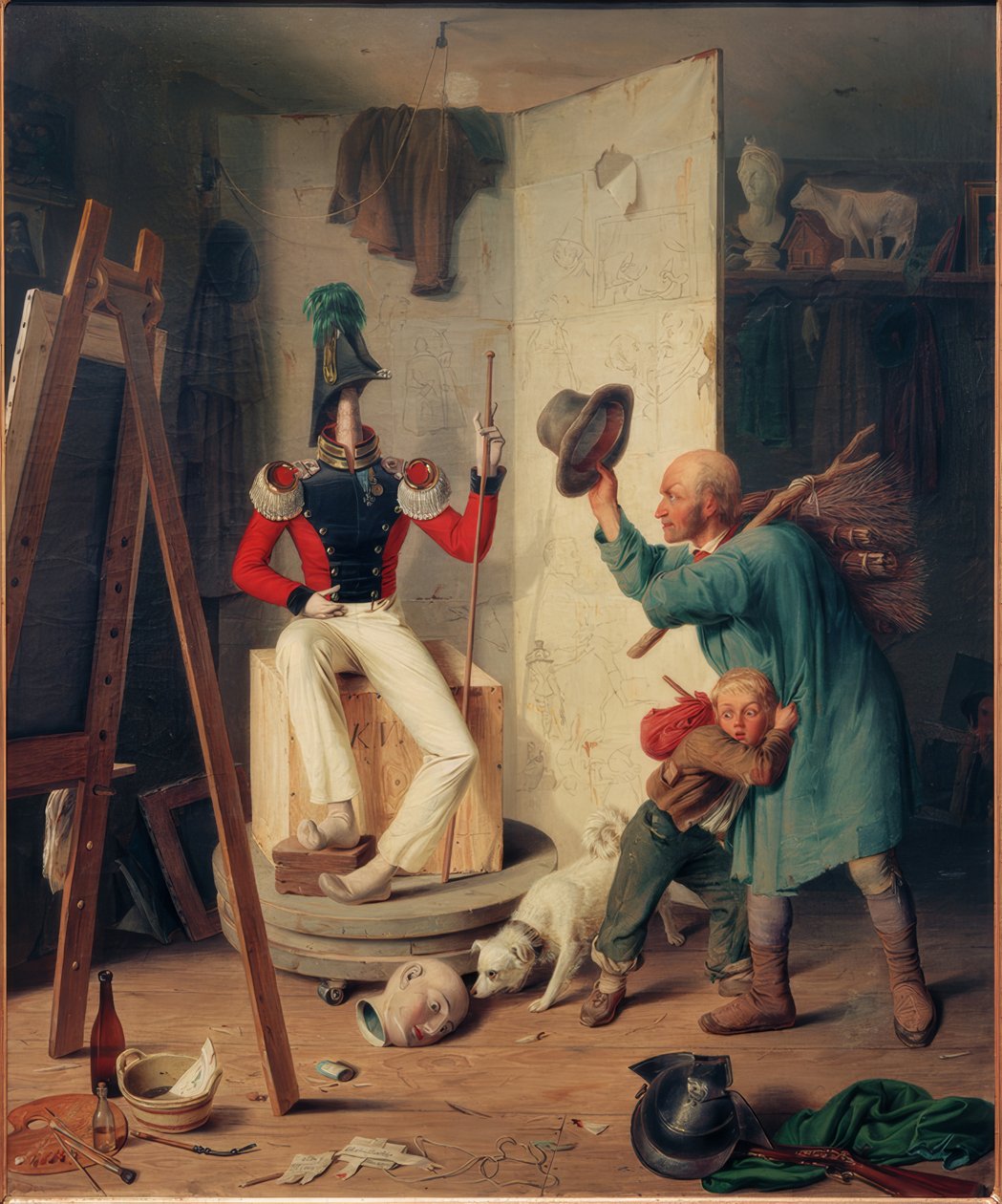De boer in het schildersatelier door Heinrich Franz Gaudenz von Rustige