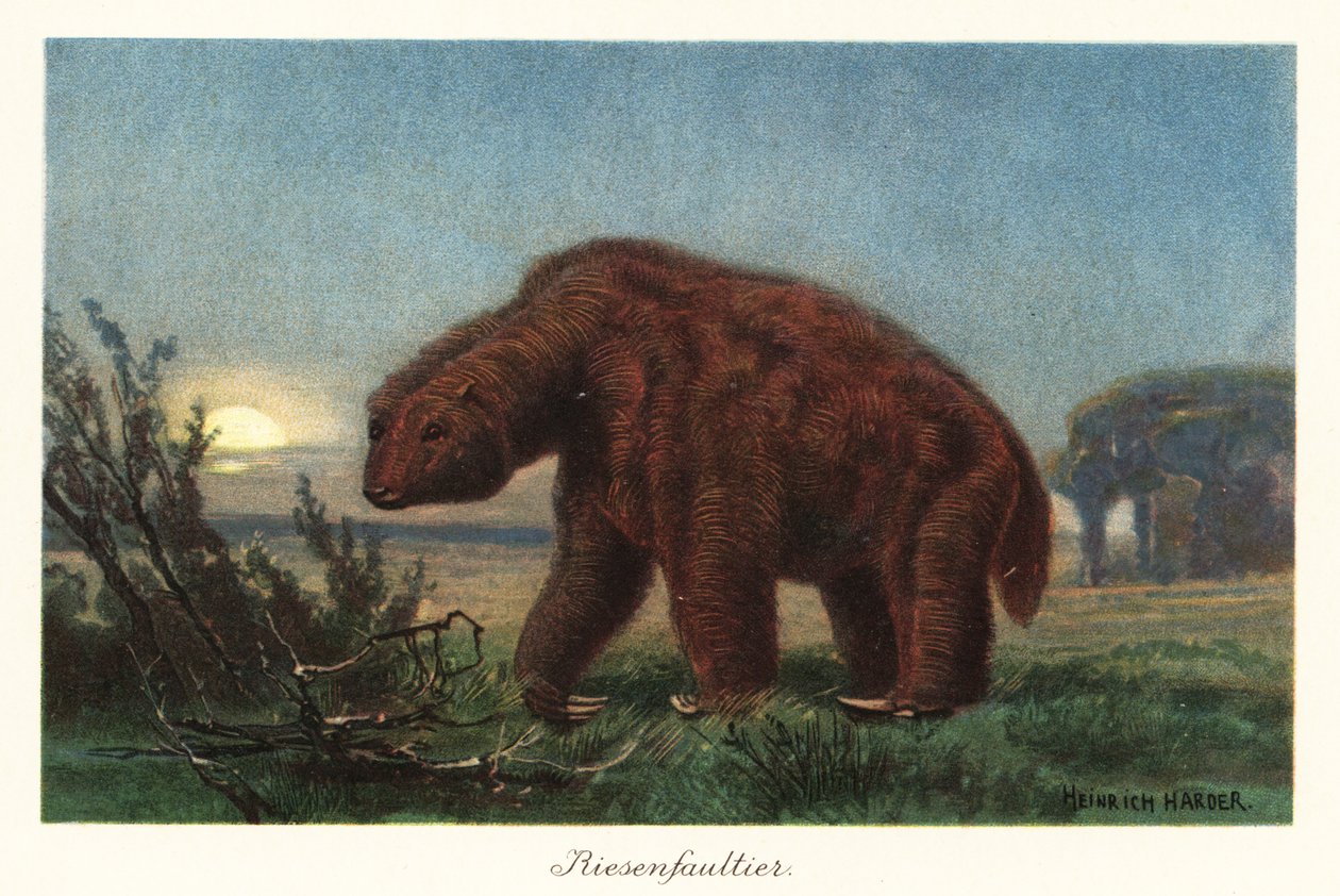 Megatherium americanum in het maanlicht door Heinrich Harder