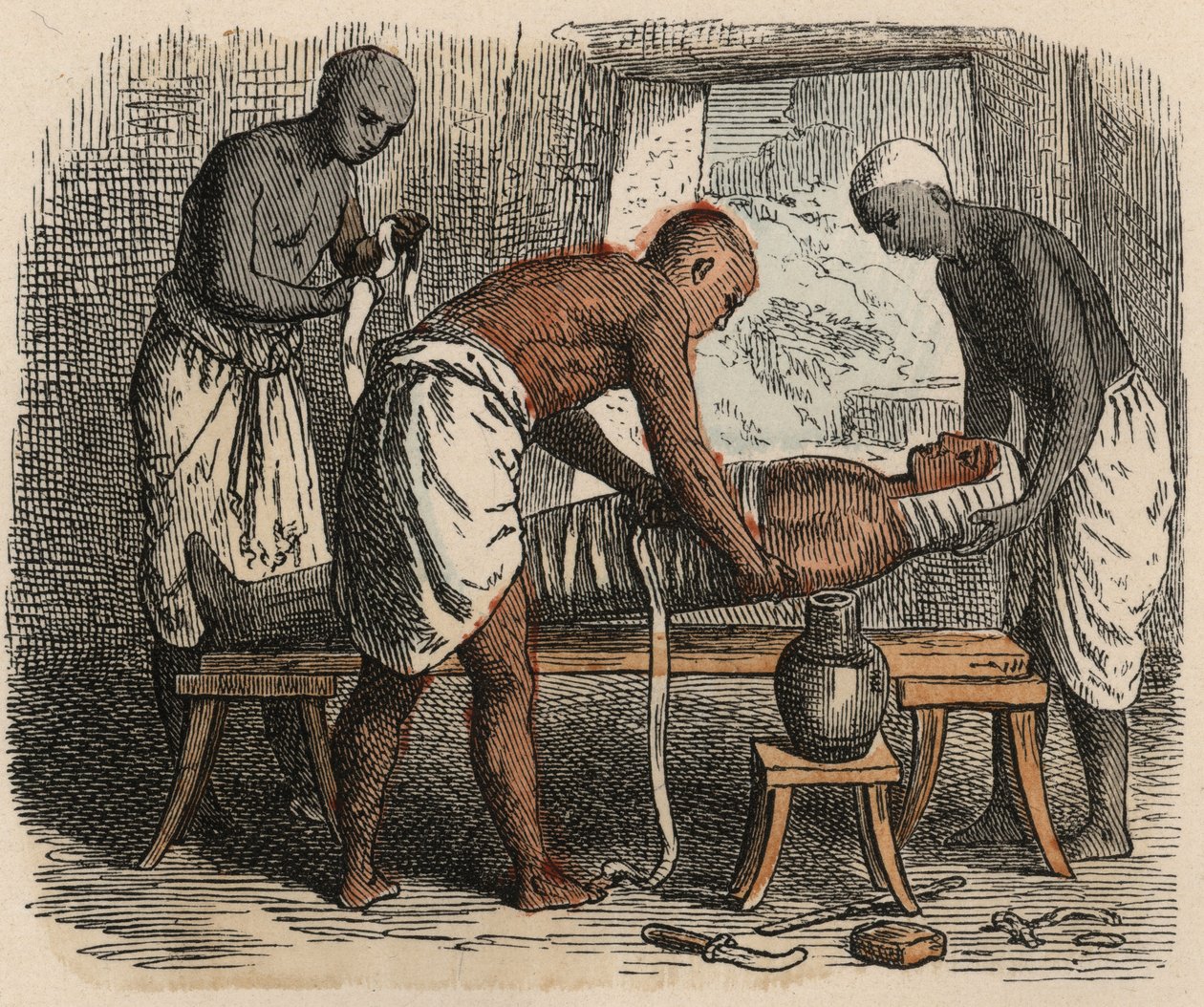 Oud Egypte: Het inwikkelen van de mummie, 1866 door Heinrich Leutemann