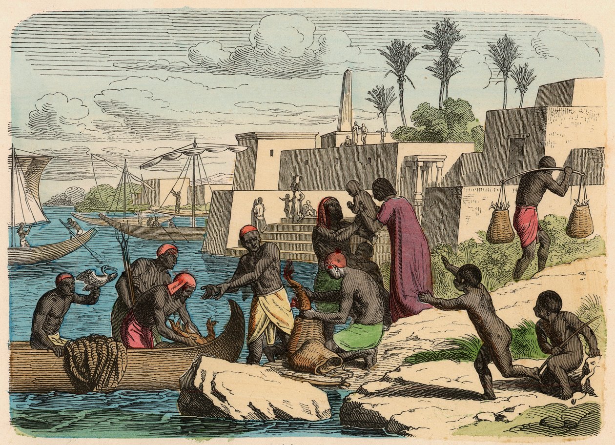 Oud Egypte: vissen door Heinrich Leutemann