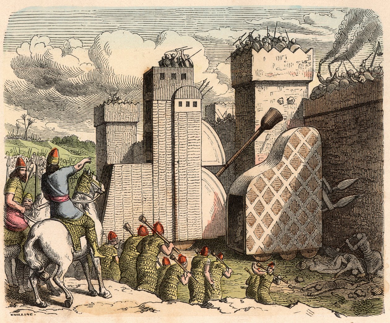 Mesopotamië, Assyrië: bestorming van een fort door Heinrich Leutemann