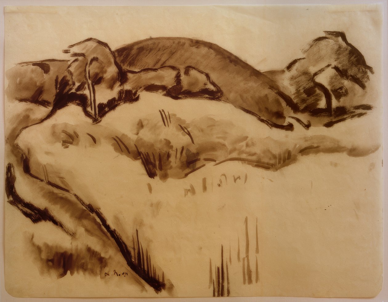 Landschap met heuvelrug door Heinrich Nauen