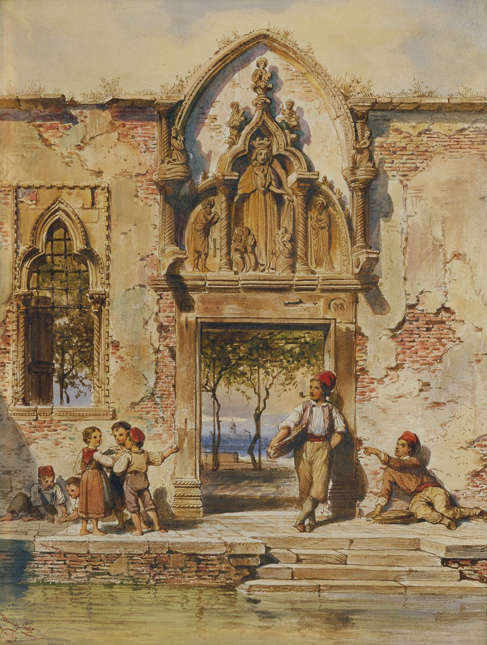 Genrescène in Venetië door Heinrich Stohl