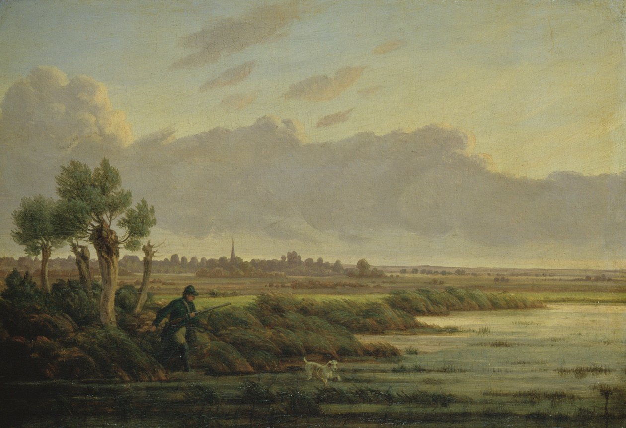 Op de Alster bij Winterhude, 1834 door Heinrich Stuhlmann