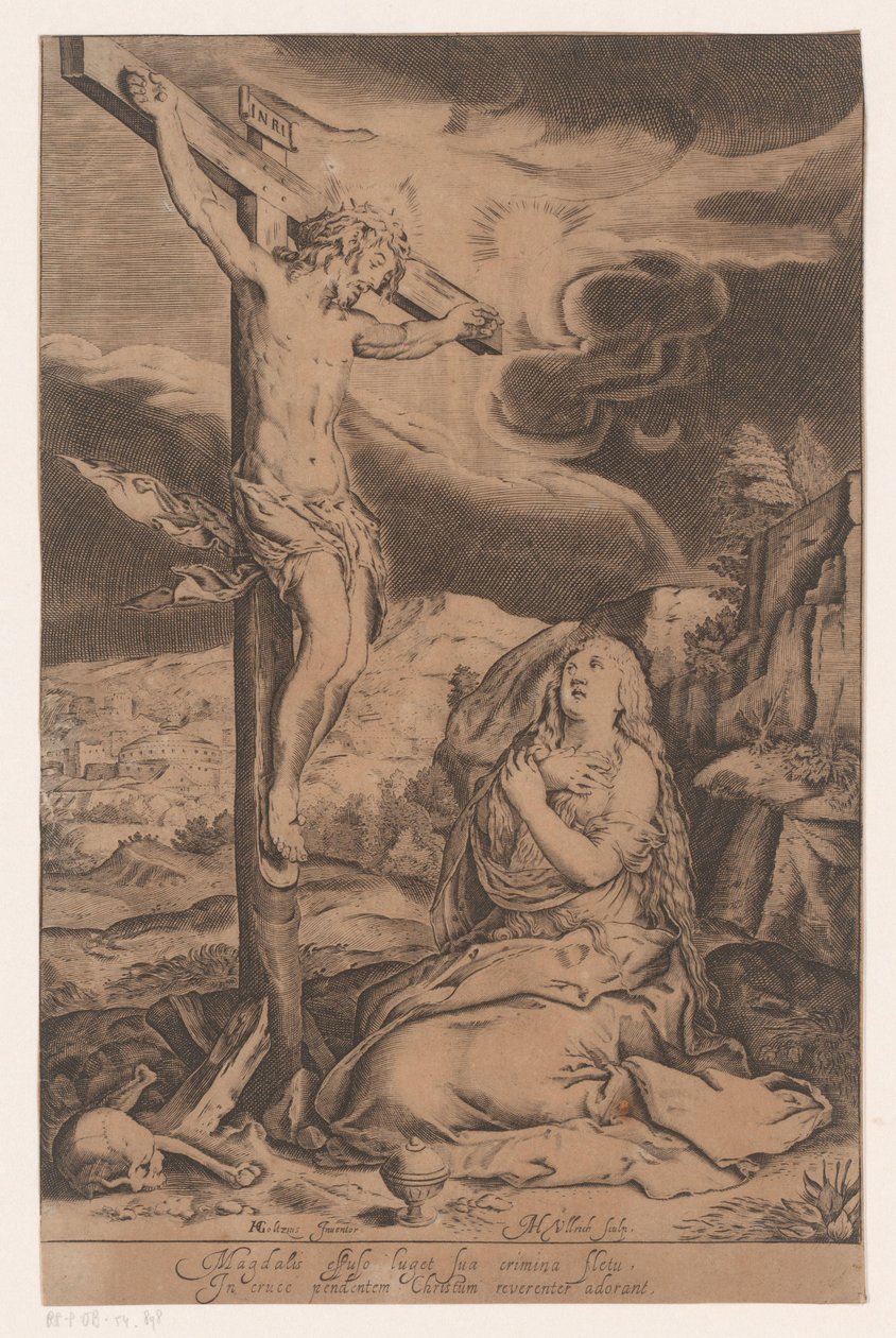 Christus aan het kruis met Maria Magdalena door Heinrich Ulrich