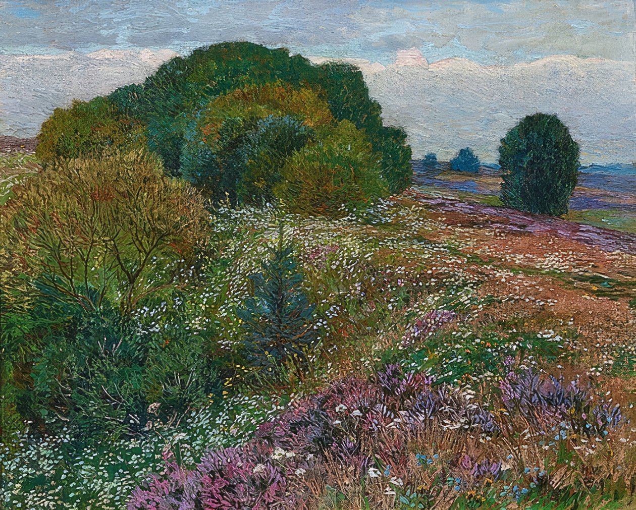 Aan de rand van de heide (Heidelandschap I) door Heinrich Vogeler