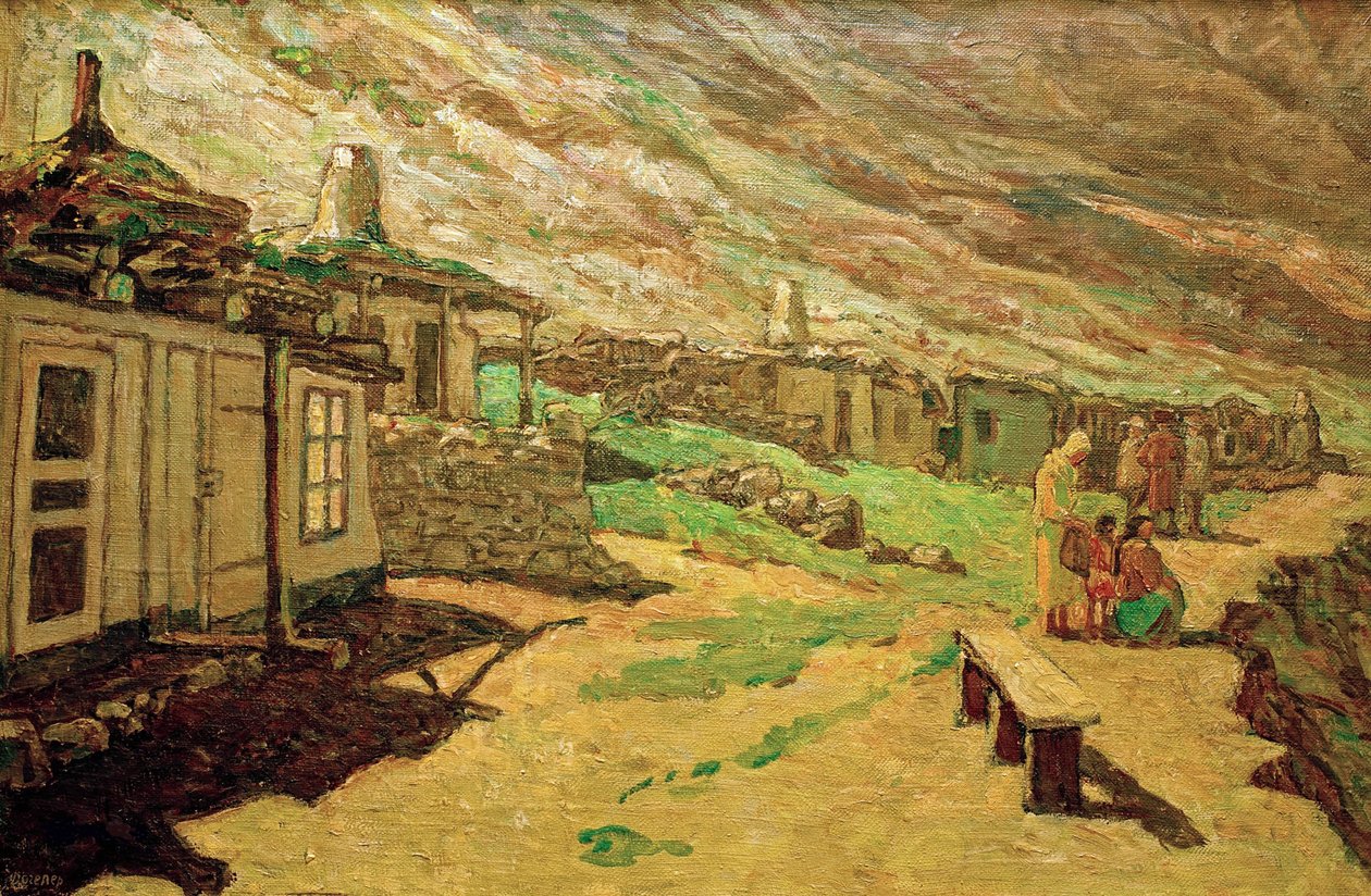 Oud dorp in de Kaukasus, 1940 door Heinrich Vogeler