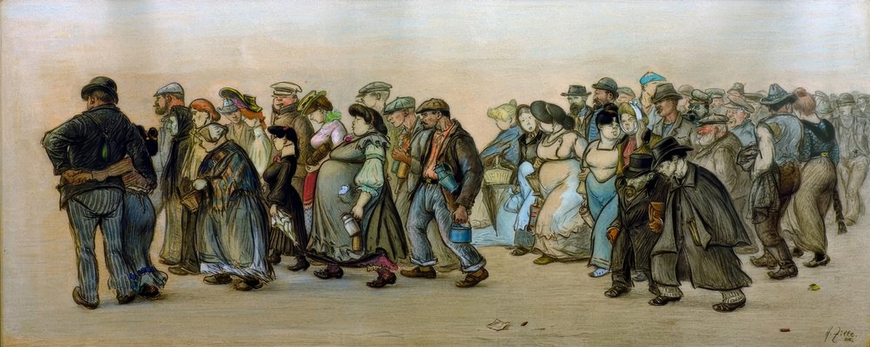 De Spandauer arbeidersmars door Heinrich Zille