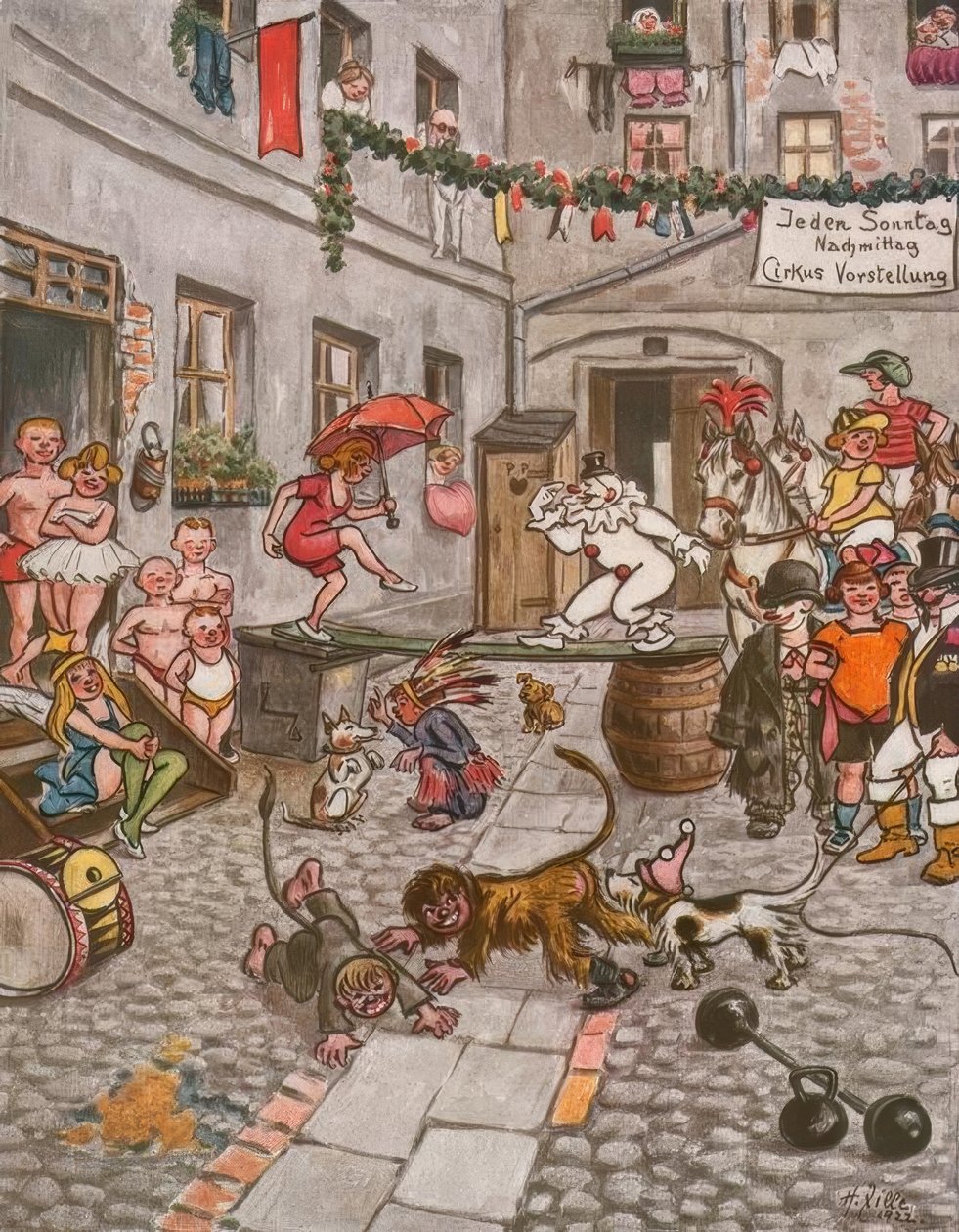 Circusspel in de Achtertuin door Heinrich Zille