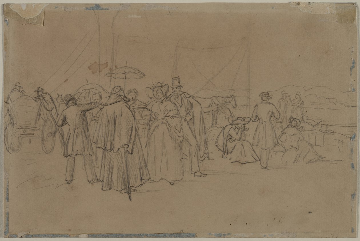 Passagiers voor Rijnstoomboot (recto) door Heinrich von Mayr