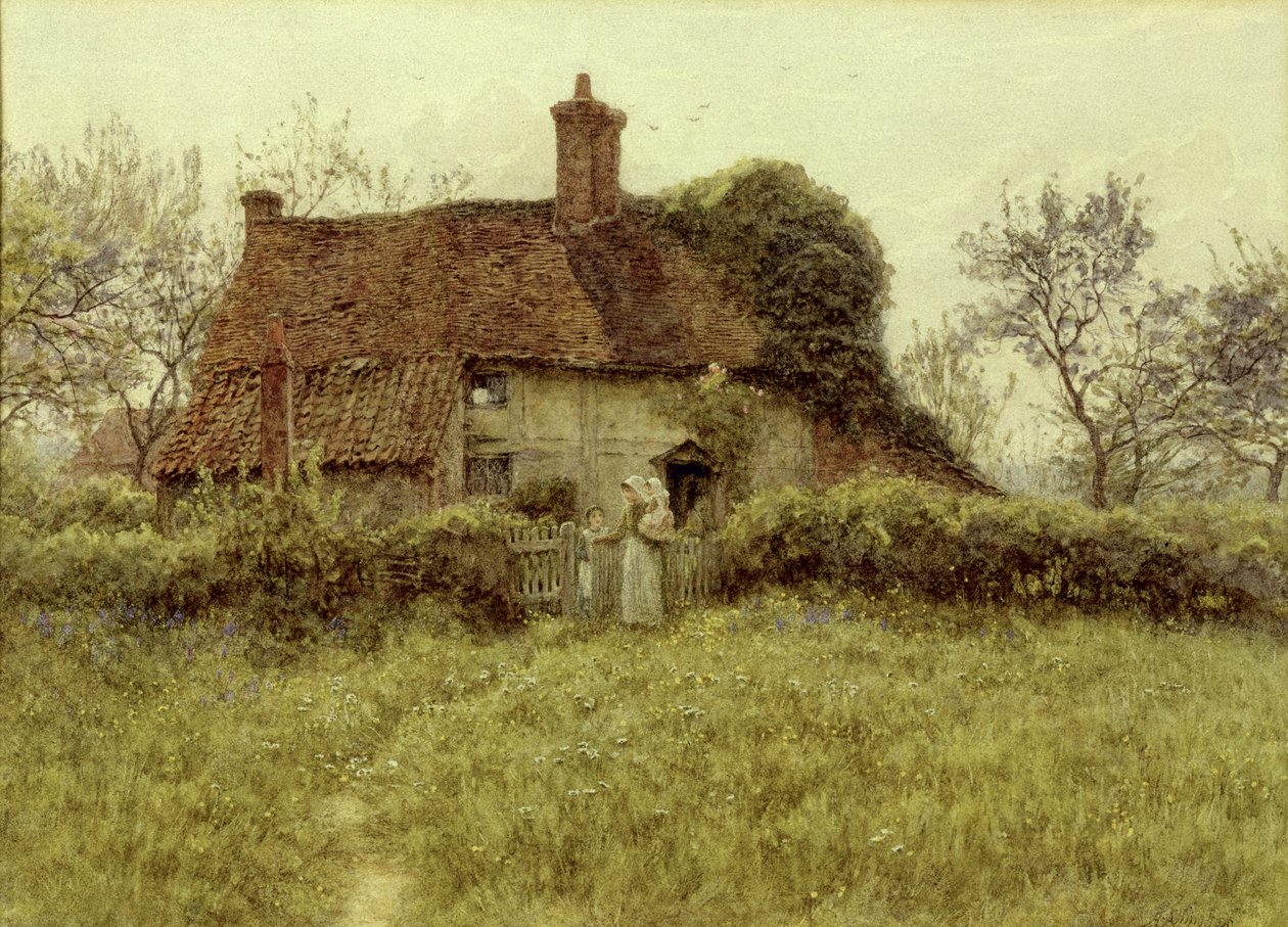 Een cottage in Pinner, Middlesex door Helen Allingham
