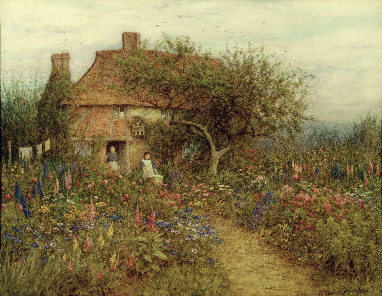 Een Cottage nabij Brook, Witley, Surrey door Helen Allingham