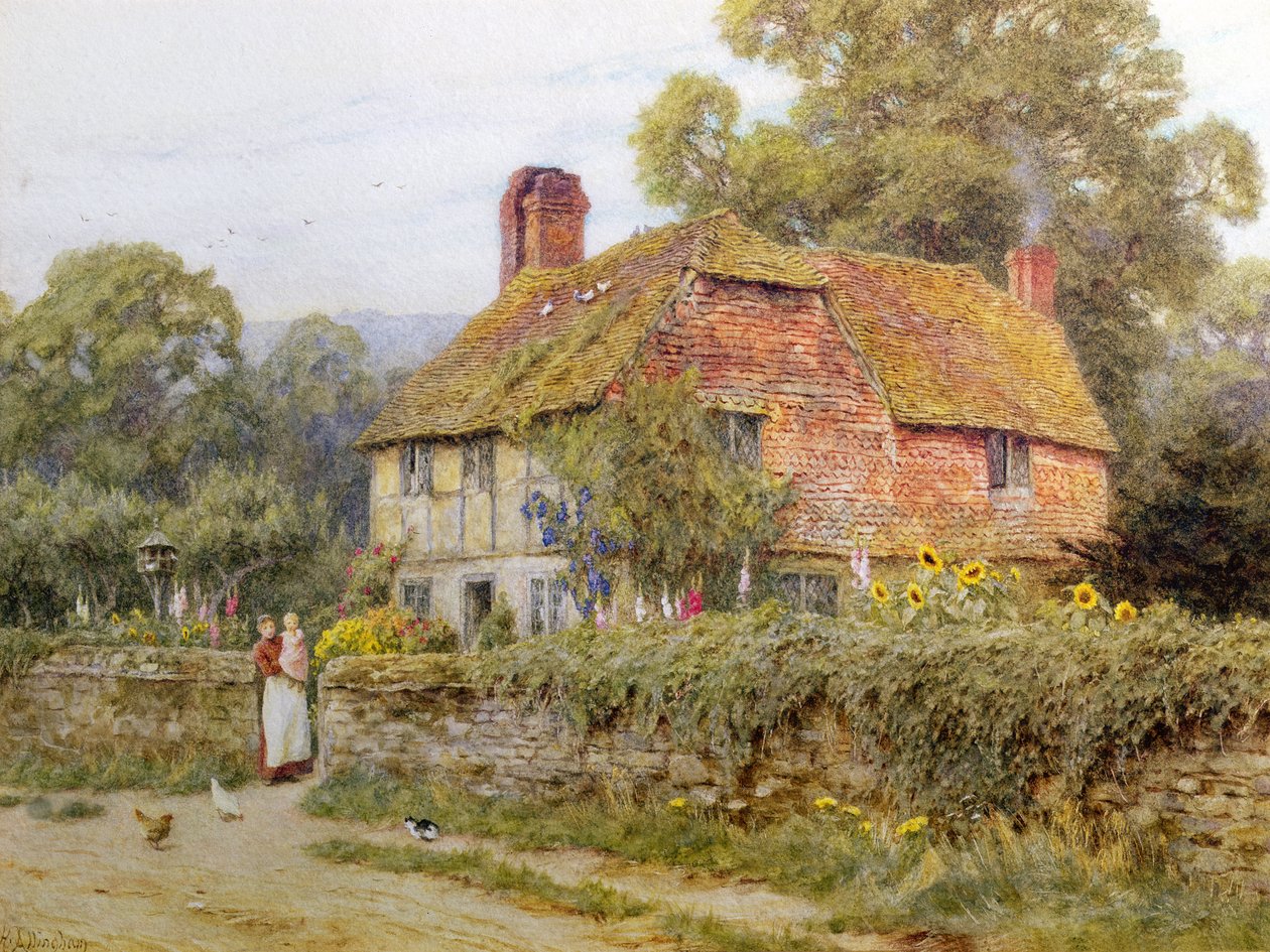 Een Cottage in Surrey door Helen Allingham