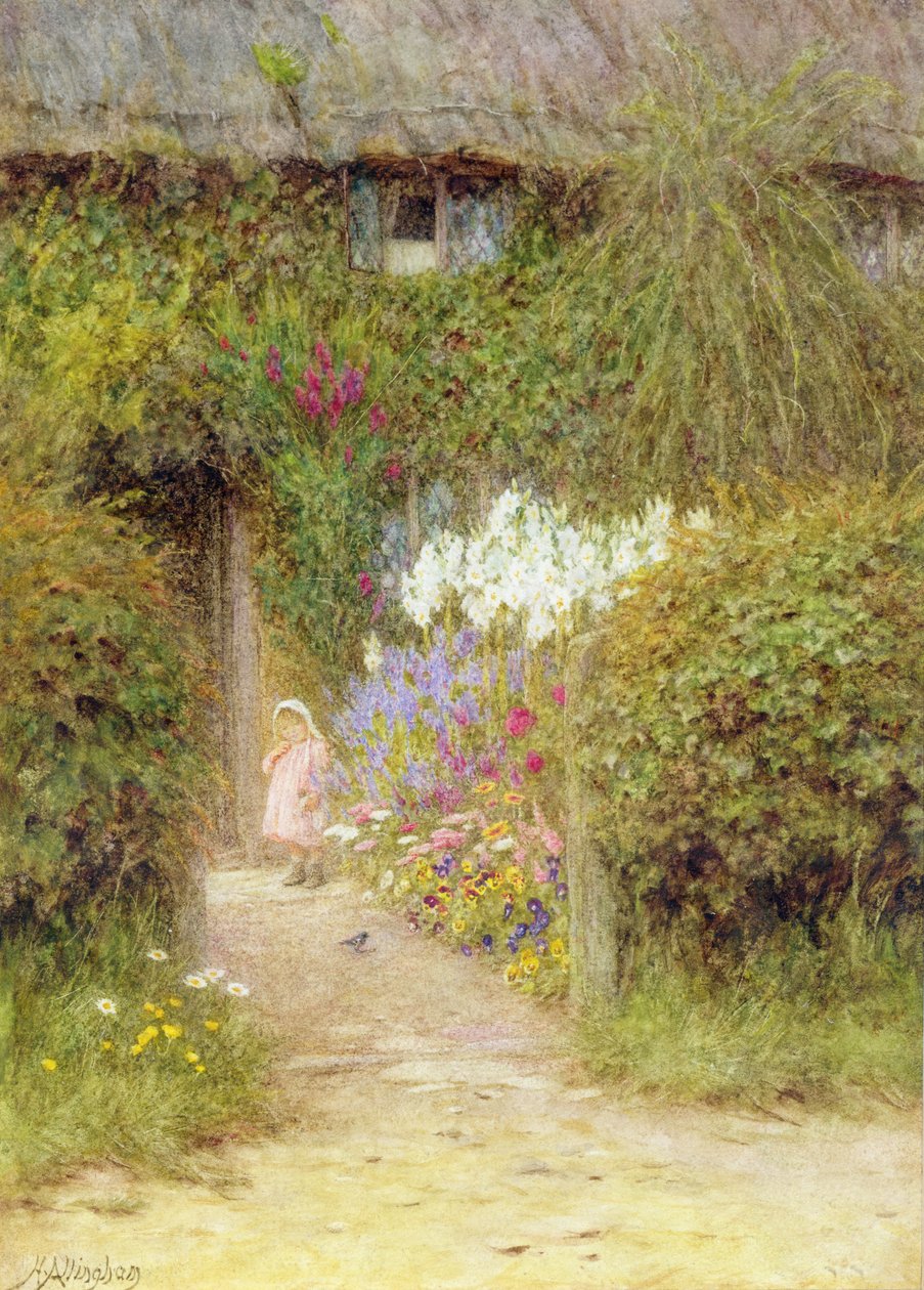 Een huisje in Redlynch door Helen Allingham
