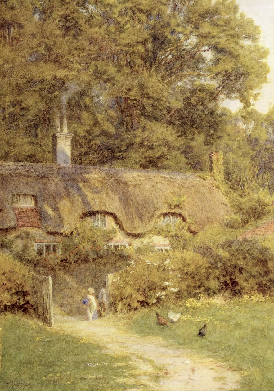 Cottage bij Farringford, Isle of Wight door Helen Allingham