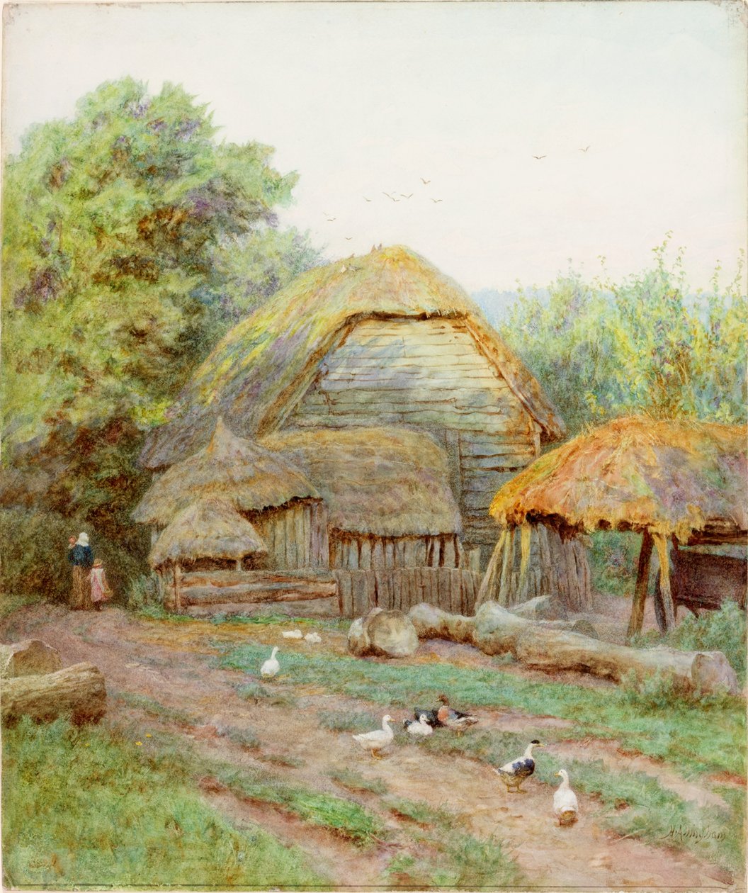Op een Boerderij in Berkshire door Helen Allingham