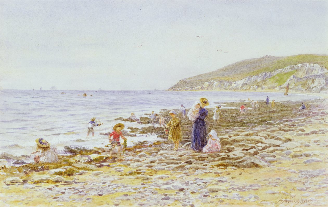 Op het strand door Helen Allingham