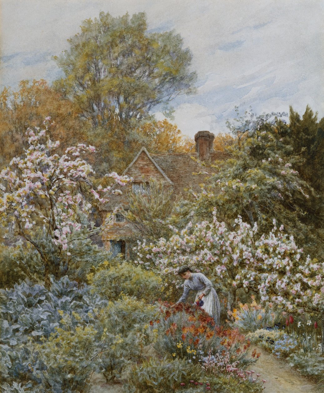 Een tuin in de lente door Helen Allingham