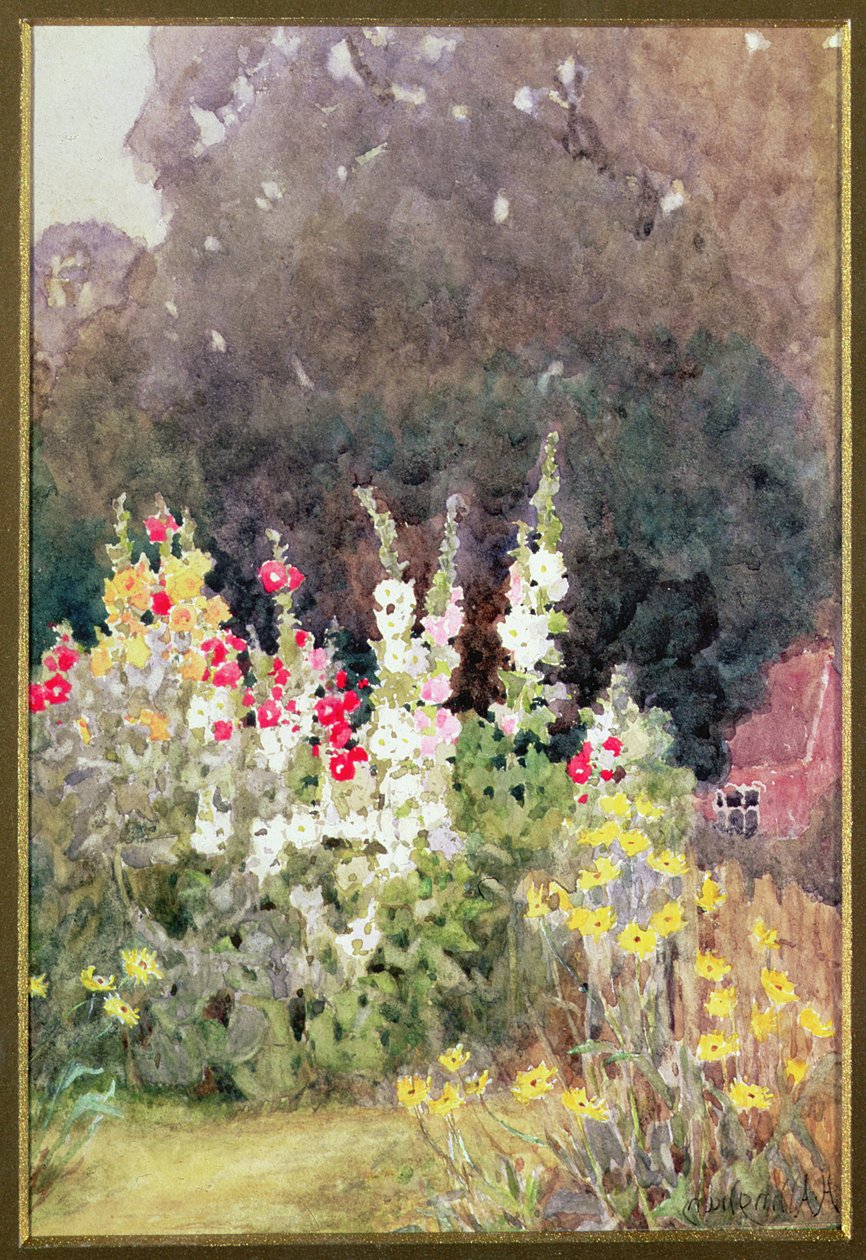 Stokrozen door Helen Allingham