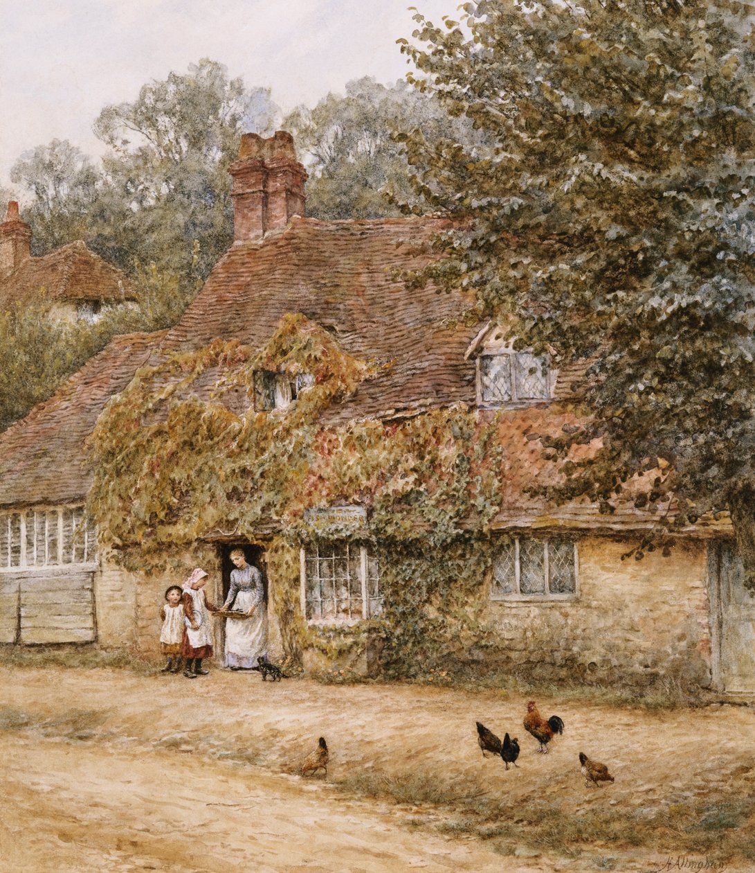 De oude viswinkel, Haslemere door Helen Allingham