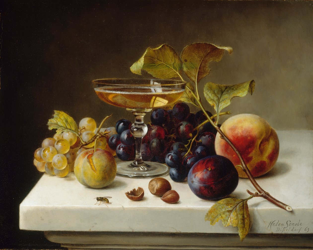 Stilleven met fruit en champagne, 1869 door Helen Searle