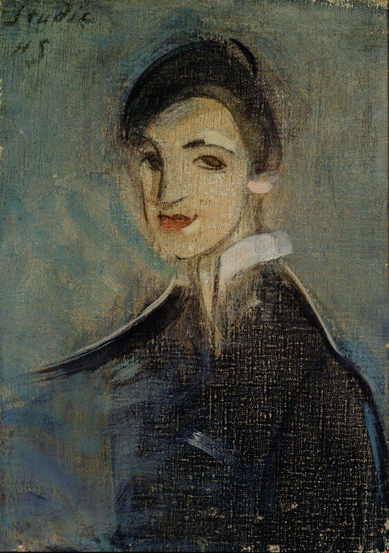 Zangeres in zwart door Helene Schjerfbeck