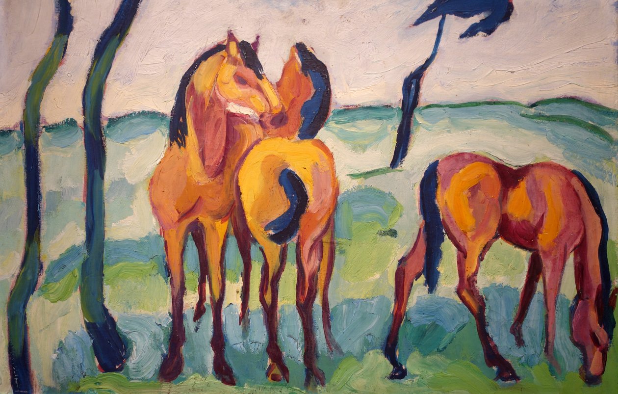 Drie paarden door Helmuth Macke