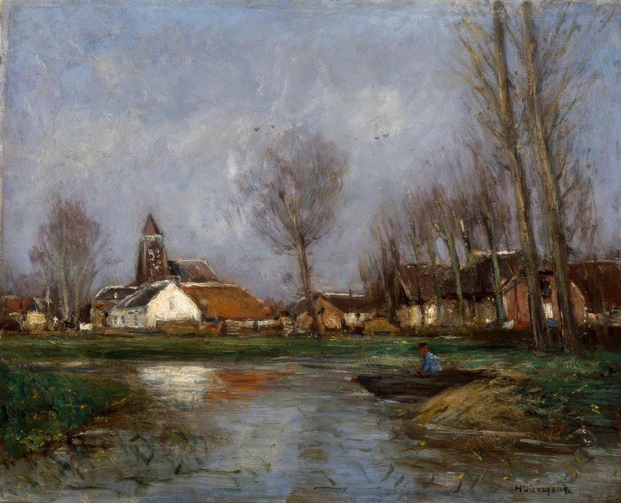Herfstsfeer aan het oude water door Helmuth Liesegang