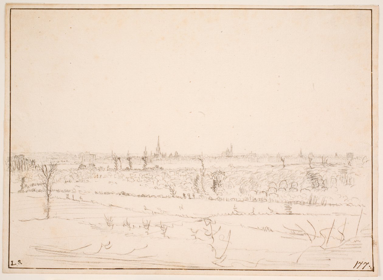Landschap met uitzicht over Bordeaux door Hem
