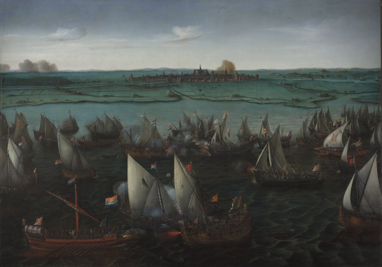 Slag bij Haarlemmermeer door Hendrick Cornelisz. Vroom