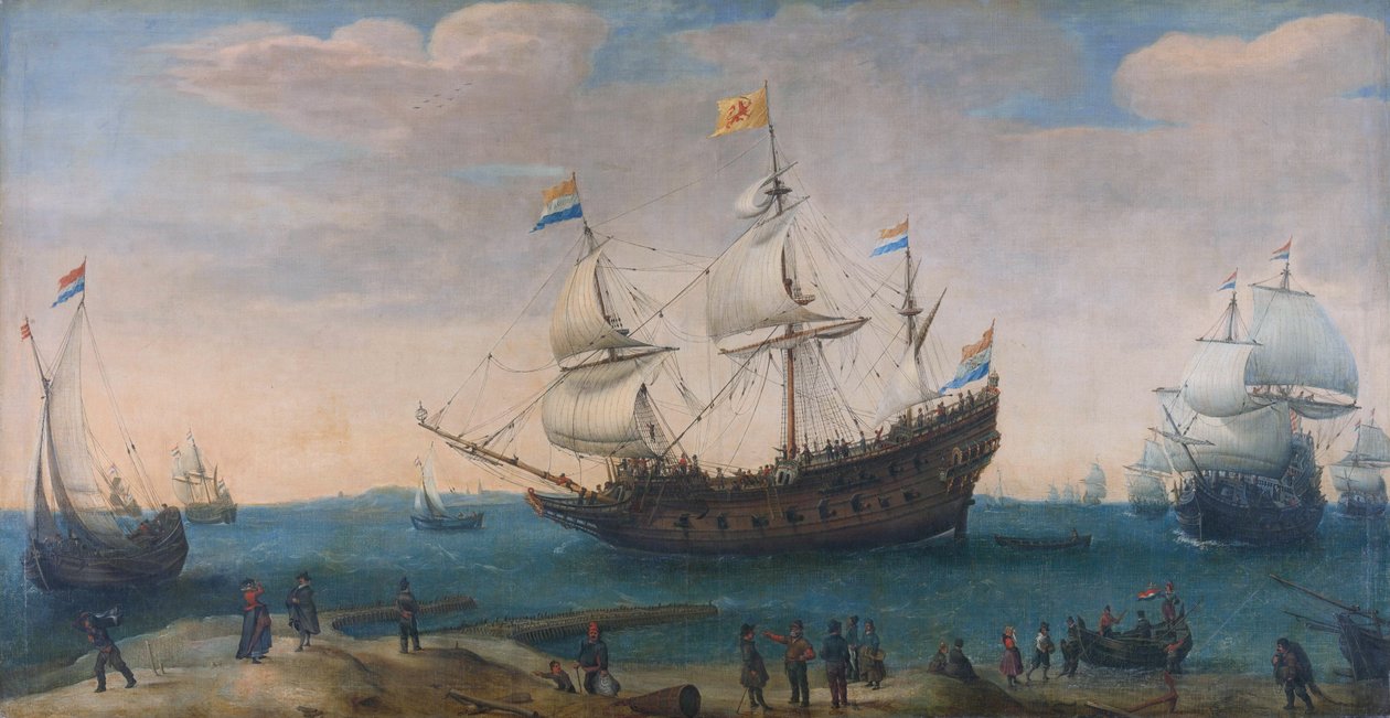 De Mauritius en andere Oost-Indiëvaarders door Hendrick Cornelisz. Vroom