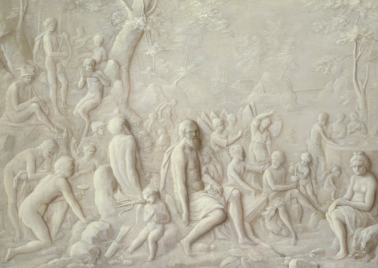 Een Bacchanaal Tafereel door Hendrick Kellner