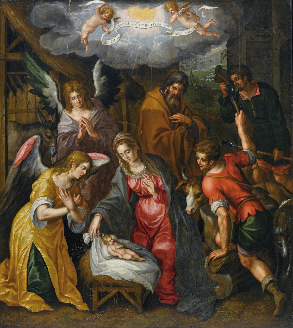 De geboorte van Christus door Hendrick de Clerck