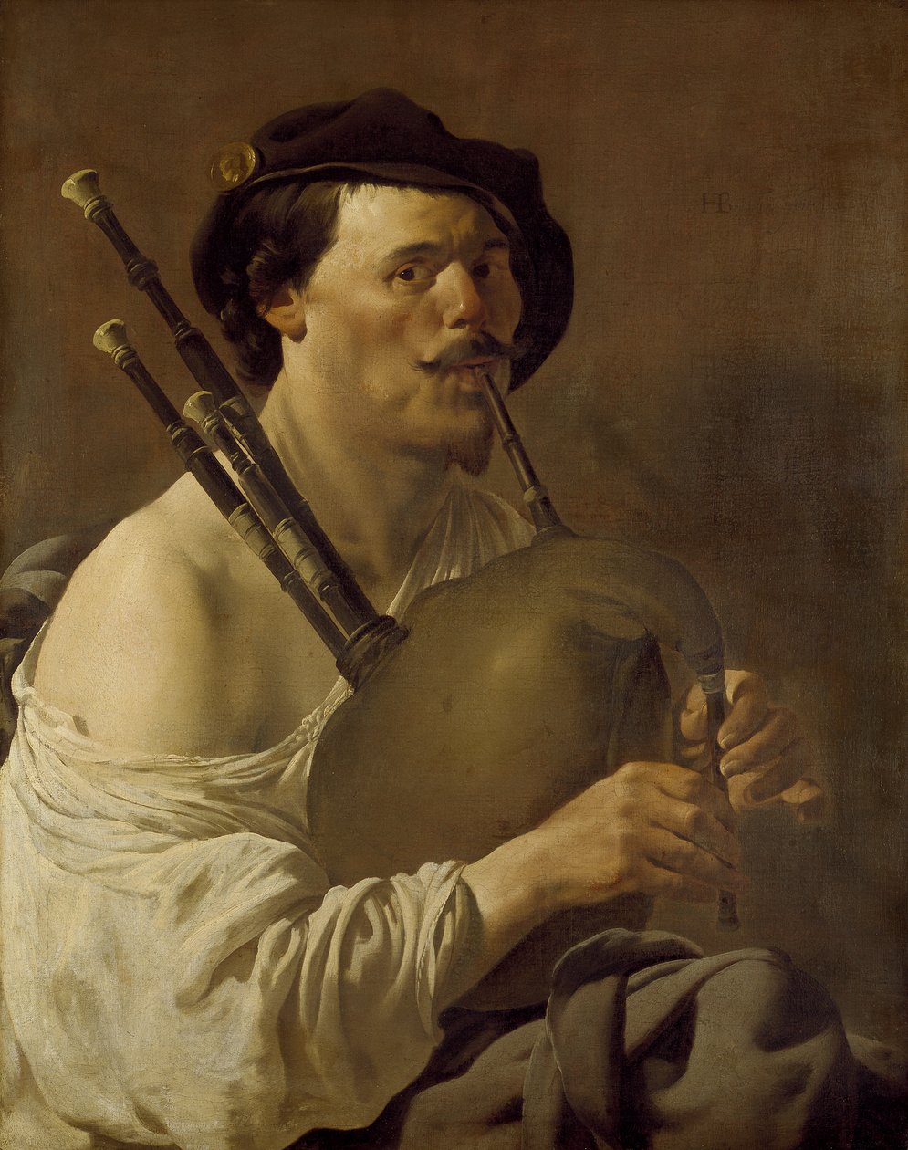 Een Man die Doedelzak speelt, 17e eeuw door Hendrick ter Brugghen