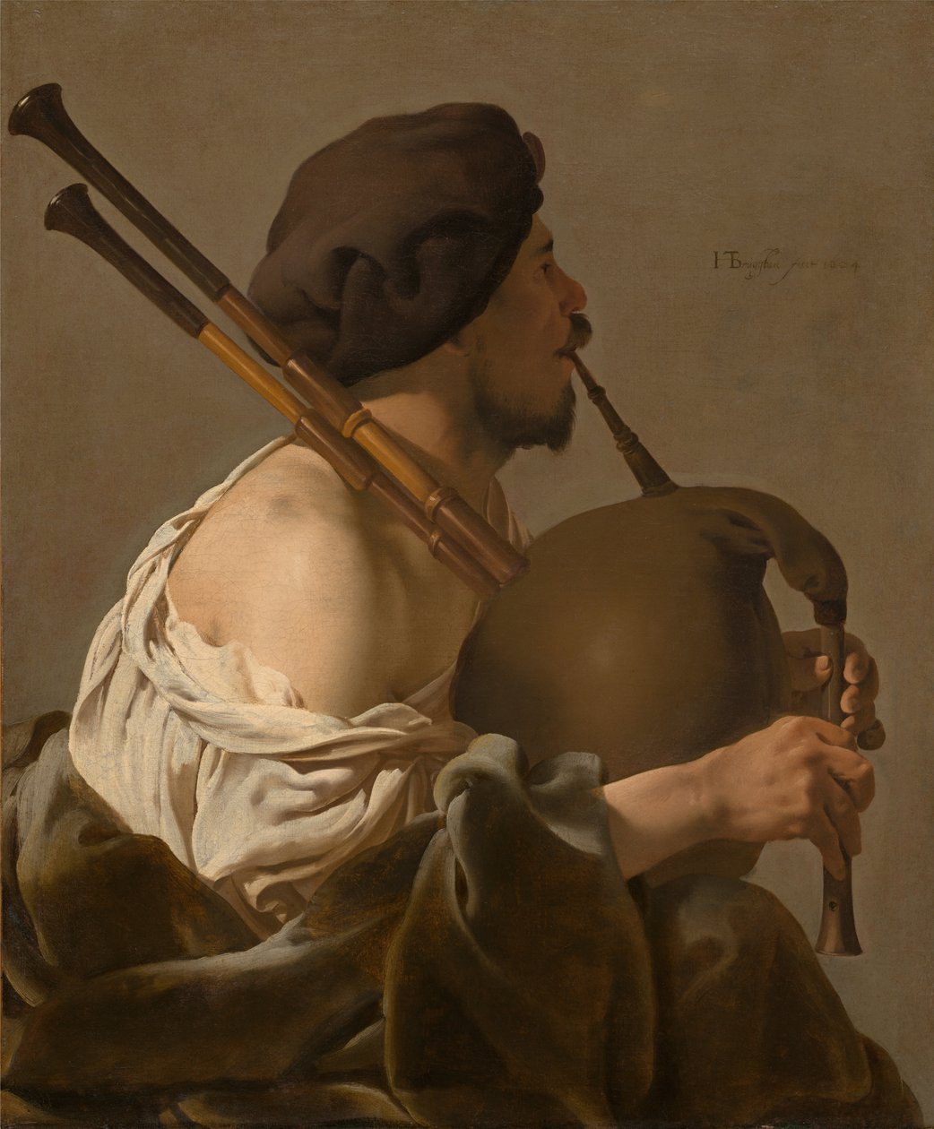 Doedelzakspeler door Hendrick ter Brugghen