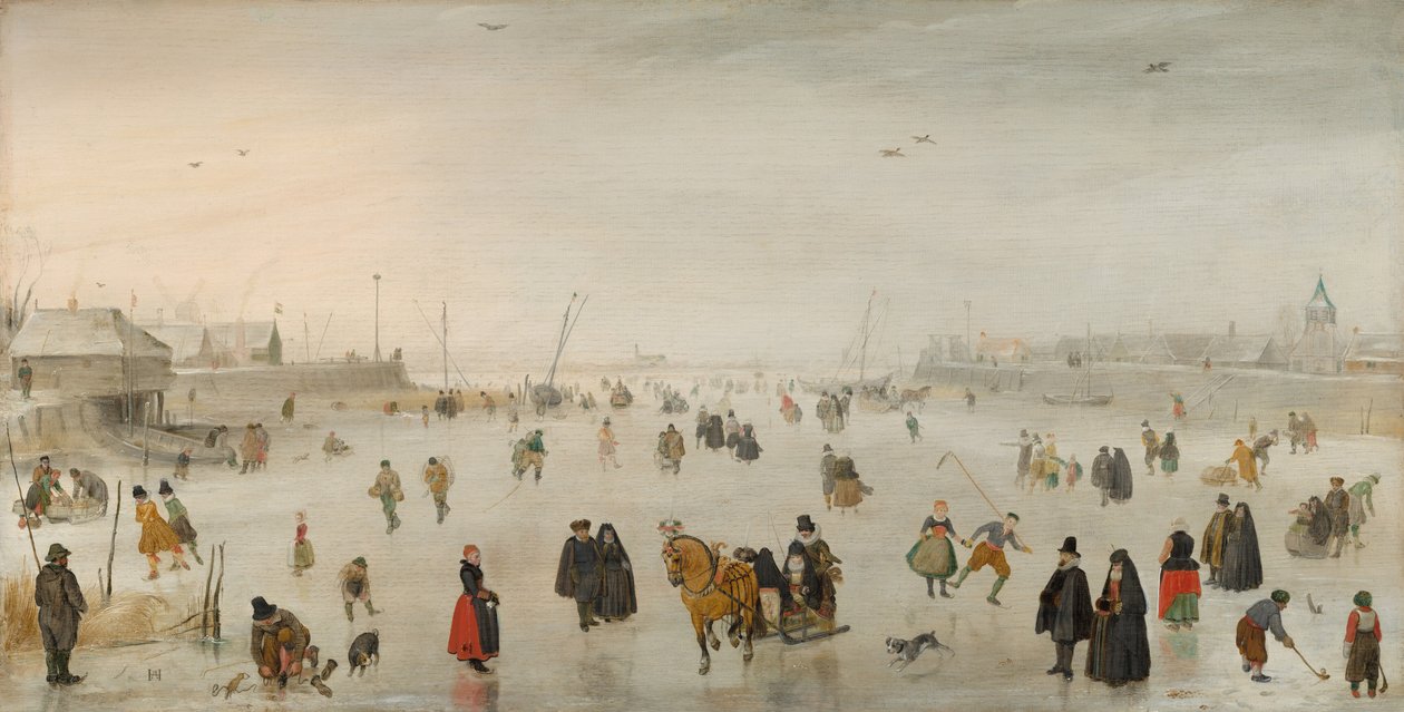 Een scène op het ijs door Hendrick Avercamp