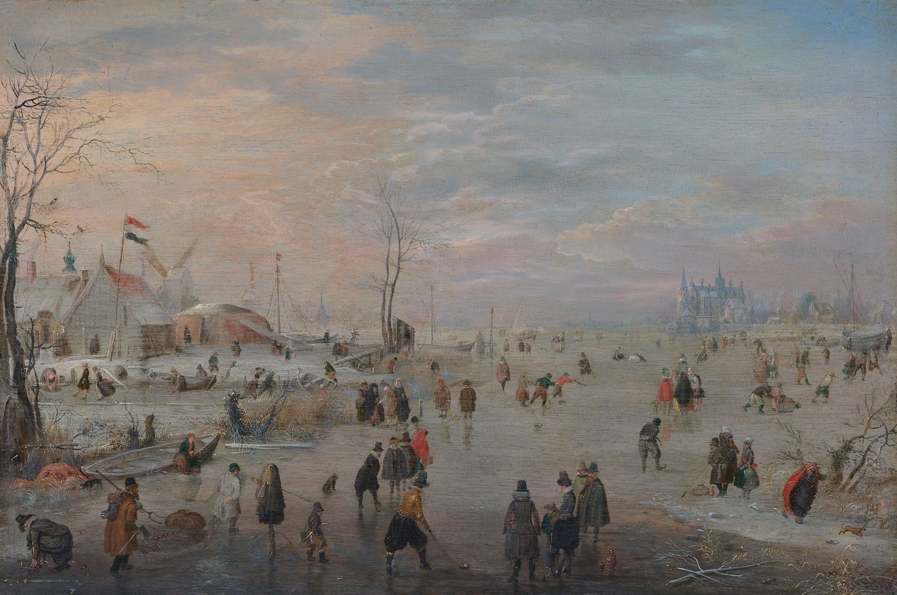 Genieten van het ijs door Hendrick Avercamp
