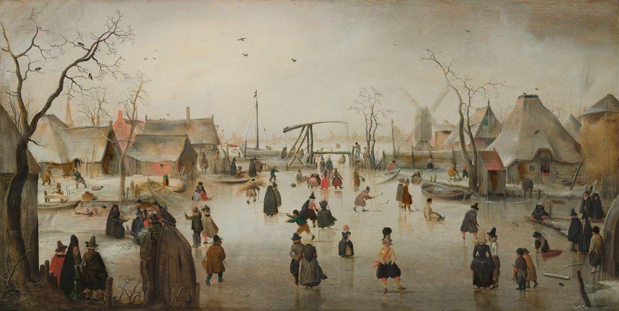 Schaatsen in een dorp door Hendrick Avercamp