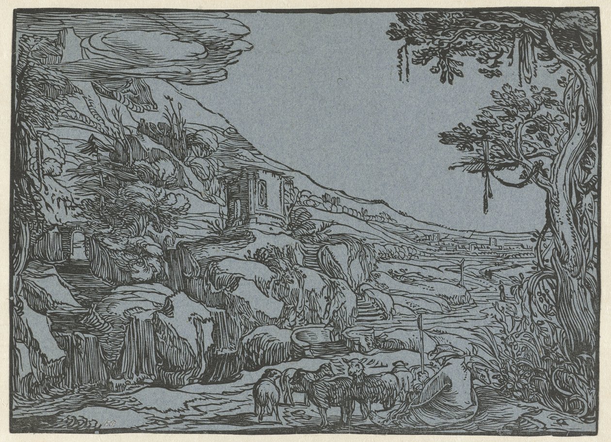 Arcadisch landschap door Hendrick Goltzius (rejected attribution)
