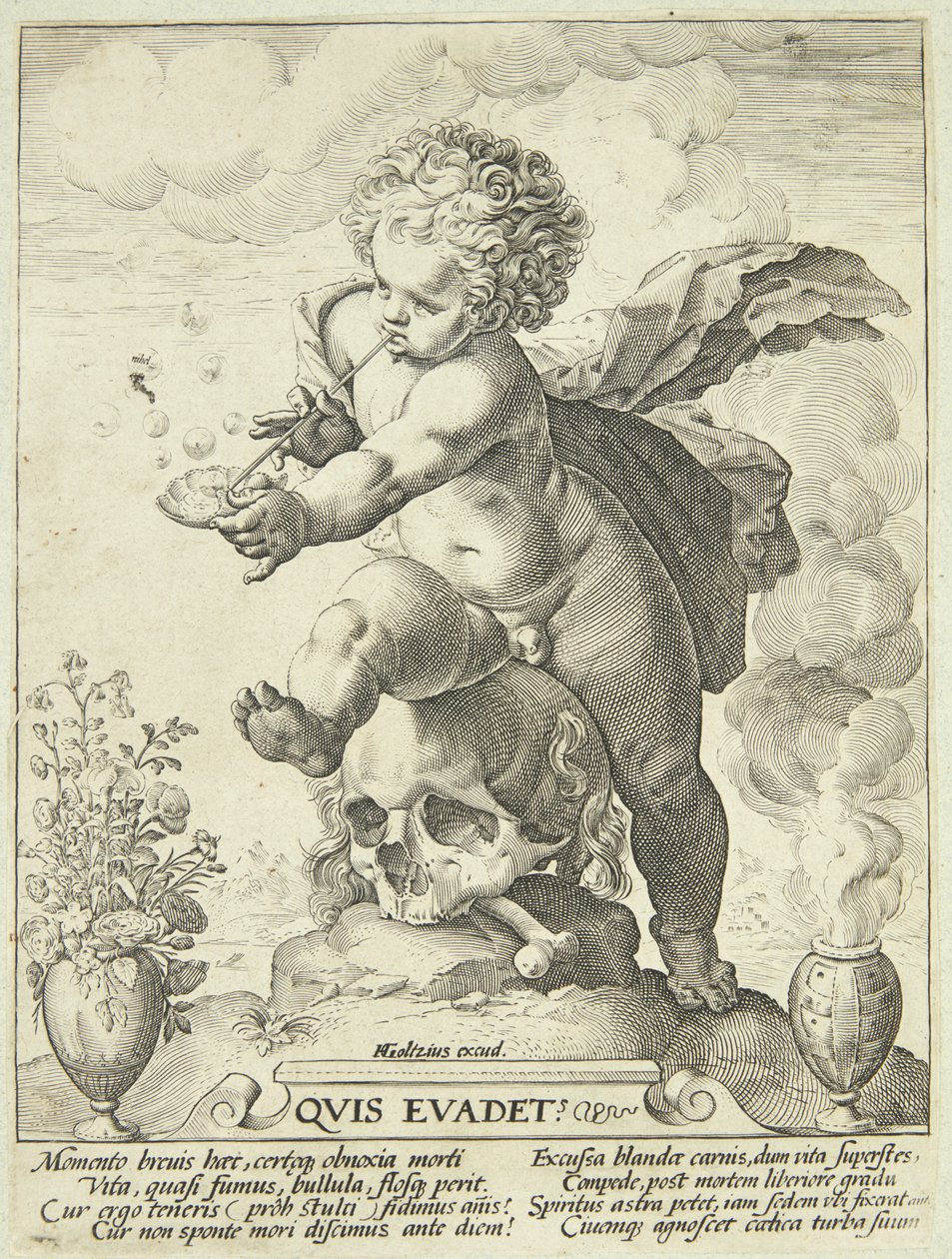 Allegorie over de vergankelijkheid van het leven ("Quis Evadet?") door Hendrick Goltzius
