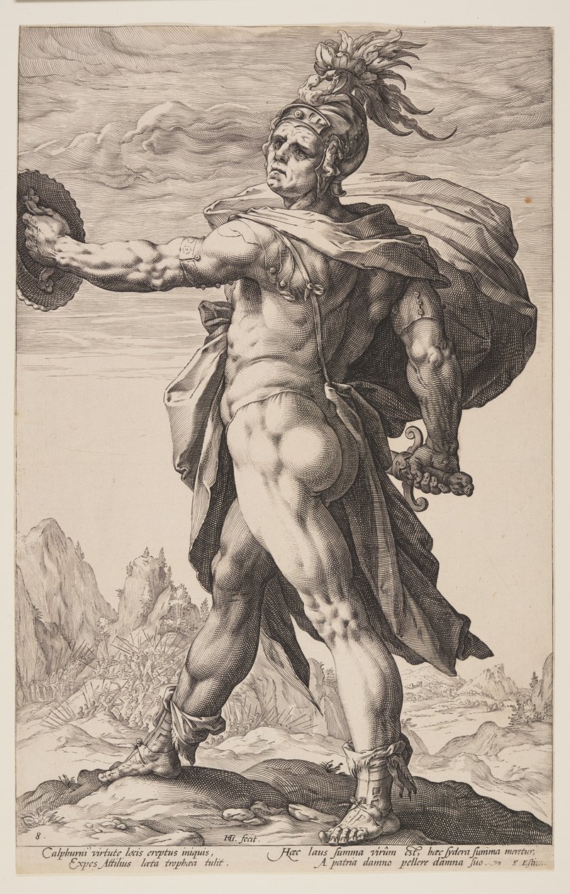 Calphurnius, uit De Romeinse Helden door Hendrick Goltzius