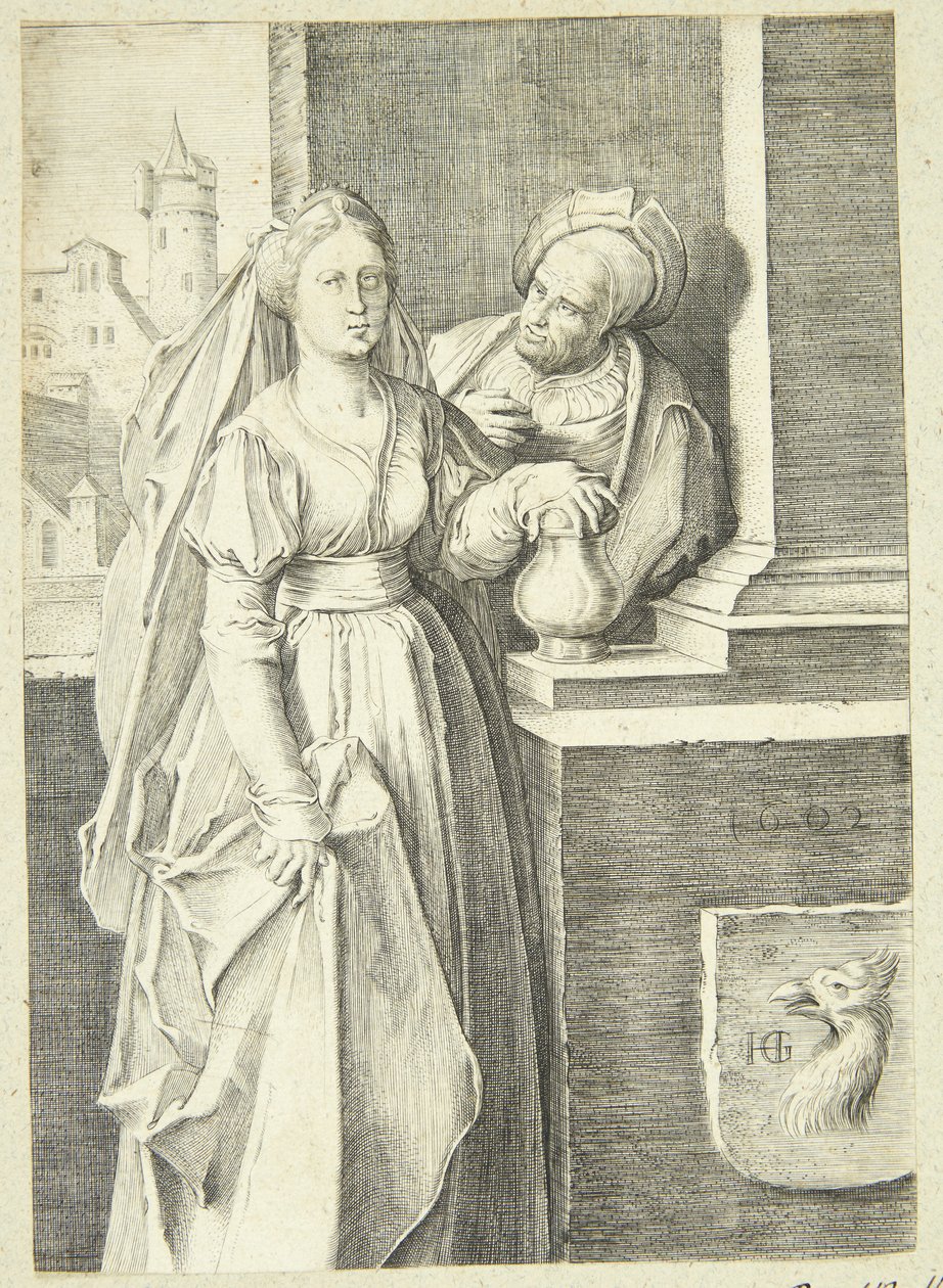 Het ongelijke paar door Hendrick Goltzius